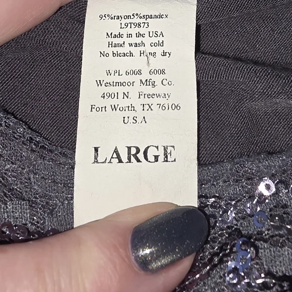 Panhandle Slim Large Gray Sequin Lace Western Top Cowgirl Glam Boho Country Chic - Picture 4 of 4
